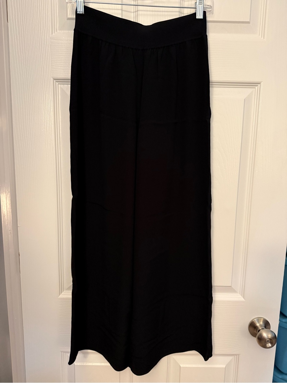 Theory Black Wide-Leg Lined Pull-On Viscose Pants sz M